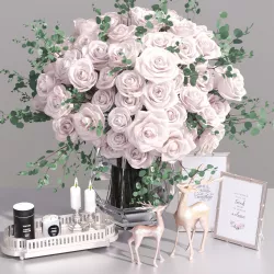 Realistic Classic Decorative Set  French Rose Flower Deer Figure 3D model