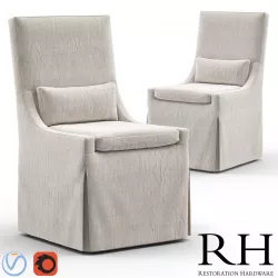 RH Belgian Slope Arm Slip Covered Side Chair 3D model