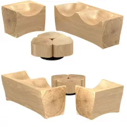 Riva 1920 log armchair and sofa tobi center table 3d model 3D model