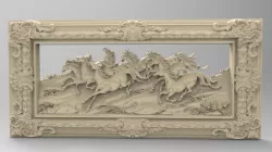 Running horses wall art 3d stl models for artcam and aspire 3D model