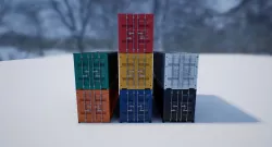 Shipping Container Set PBR Low-poly  3D model