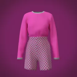  shirt and pants - checkered shorts and t-shirt 3D model