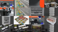Shop and store builder pack - modular environment elements 3D Model Collection