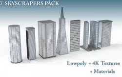Skyscrapers Pack 7 modern commercial buildings 3D model