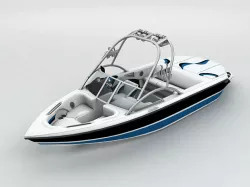 Sport Ski Motor Boat Low-poly  3D model