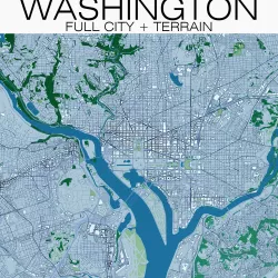 Washington with Terrain 3D model