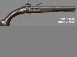 Weapon - Flemish Flintlock Pistol Ornament Low-poly  3D model