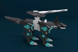 Wolf robotics model with military weapon 3D model