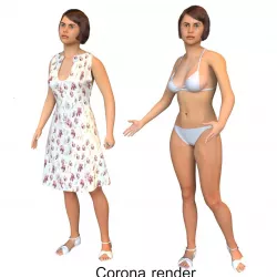Women real cloth simulation conversation loop animated number 1 3D model