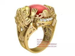 2002 Gold Three Legged Money Frog Ring 3D print model