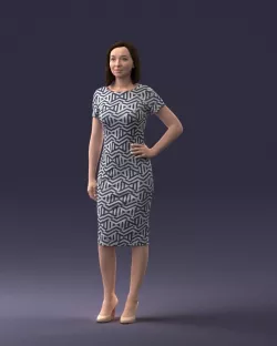 3D Scan of a posed girl in a dress 0328 3D print model 3D print model