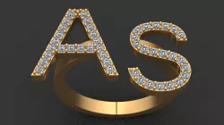 A S Letter Diamond Ring  3D print model