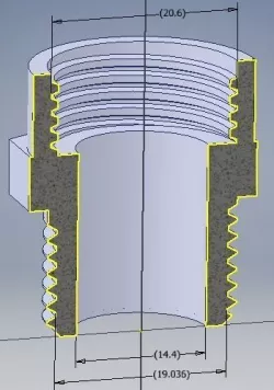 ADAPTER 34 in MALE to 20mm FEMALE 3D print model