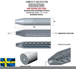 Airgun silencer REVOLUTION 177 shortened 3D print model