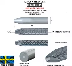 Airgun silencer REVOLUTION 22 shortened 3D print model