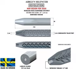Airgun silencer REVOLUTION 25 shortened 3D print model