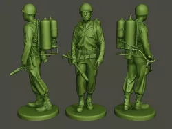 American soldier ww2 walk A6 3D print model