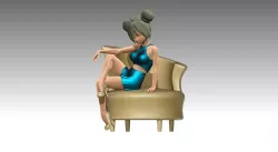 Anime Woman  body figure sculptures sit poses 3D model 3D print model