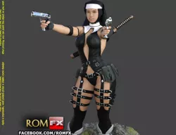 Bad ASS Nun - 3D Figure Printable 3D print model
