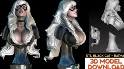 Black Cat from Batman Bust STL-OBJ 3D model  Fanart version 3D print model