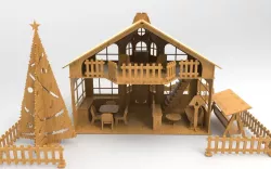 composite house made of plastic or from plywood or wood 3D print model