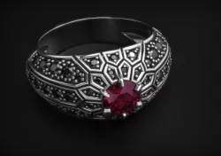 Delicate stylish womens ring with diamonds  481 3D print model