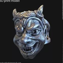 Demon skull vol2 ring 3D print model
