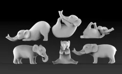  elephants 3D print model
