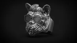 French bulldog Dog Ring Rock star STL 3d model for 3d printing 3D print model