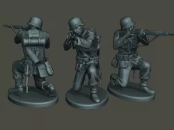 German soldier ww2 Shoot crouched G1 3D print model