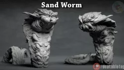 Giant Sand Worm 2 Poses - 3D printable creature 3D print model 3D print model