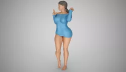 Girl Blowing Smoke From Finger Gun 3D print model