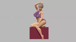 Girl in a beautiful pose sits 3D print model 3D print model