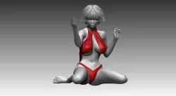 Girl in bikini sits and thinks 3D print 3D model 3D print model