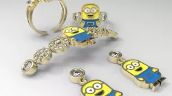 Junior jewelry Minions Gold Silver Set 3d Model 3D print model