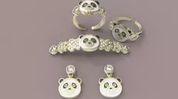 Junior jewelry Panda Gold Silver Set 3d Model  3D print model