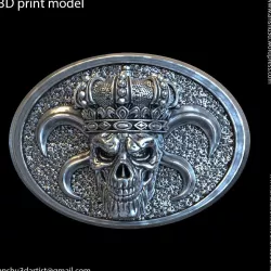 King skull with crown vol1 belt buckle 3D print model
