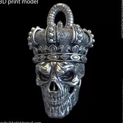 King skull with crown vol1 pendant 3D print model