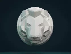 Lion Head low Poly 3D print model