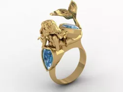 little mermaid ring 3D print model