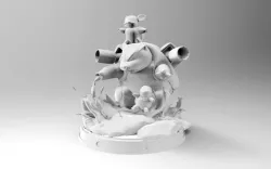 POKEMON DIORAMA SQUIRTLE WARTORTLE BLASTOISE 3D print model