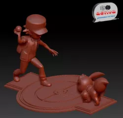 Pokemon - Red catch Eevee 3D print model