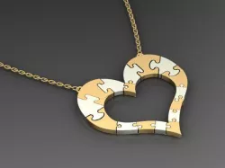 puzzle heart pendant 3D print model