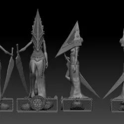 Pyramid Head Girl Silent Hill Fan Art 3D print model
