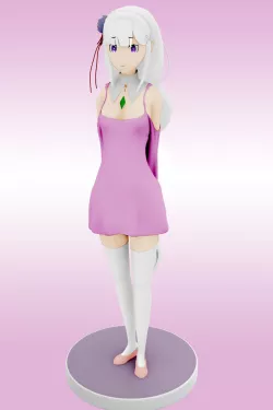 RE ZERO EMILIA ANIME GIRL 3D PRINT 3D print model