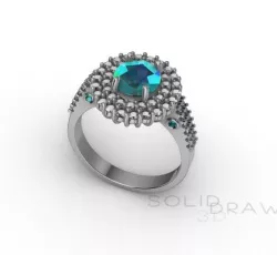 Ring Engagment Oval Turmaline 3D print model 3D print model