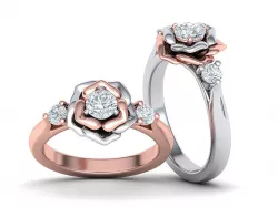 Rose Engagement ring Floral design Three Stone 3dmodel 3D print model