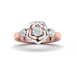 Rose Ring Three Stone Engagement ring 3dmodel 3D print model