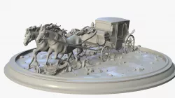 Running Horses with Carriage 3D print model