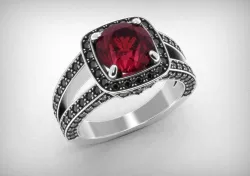 Stylish womens ring with diamonds and sapphire 480 3D print model